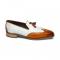 Duca Di Matiste "Cosenza" Gold/Off White Genuine Italian Calf Leather Weave Print Loafers.